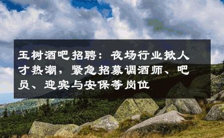 玉树酒吧招聘：夜场行业掀人才热潮，紧急招募调酒师、吧员、迎宾与安保等岗位