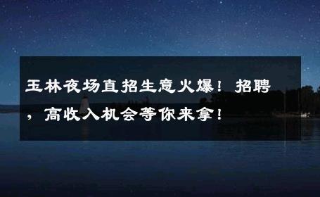 玉林夜场直招生意火爆！招聘，高收入机会等你来拿！