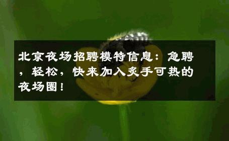 北京夜场招聘模特信息：急聘，轻松，快来加入炙手可热的夜场圈！