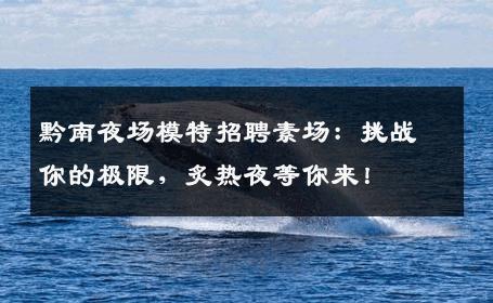 黔南夜场模特招聘素场：挑战你的极限，炙热夜等你来！