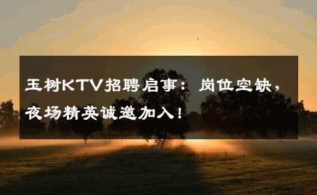 玉树KTV招聘启事：岗位空缺，夜场精英诚邀加入！