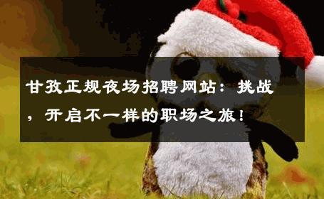 甘孜正规夜场招聘网站：挑战，开启不一样的职场之旅！