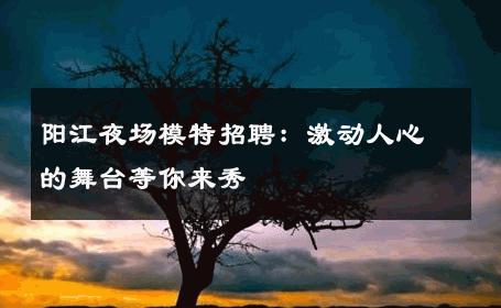 阳江夜场模特招聘：激动人心的舞台等你来秀