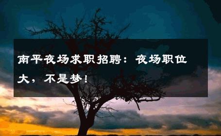 南平夜场求职招聘：夜场职位大，不是梦！