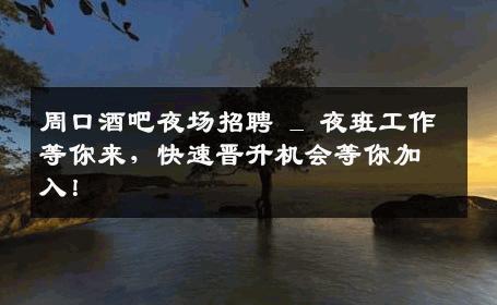 周口酒吧夜场招聘 _ 夜班工作等你来，快速晋升机会等你加入！