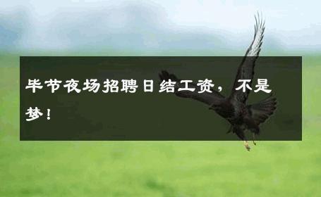 毕节夜场招聘日结工资，不是梦！