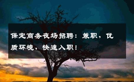 保定商务夜场招聘：兼职，优质环境，快速入职！