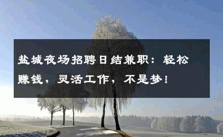 盐城夜场招聘日结兼职：轻松赚钱，灵活工作，不是梦！