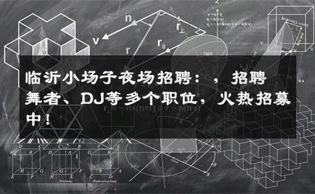 临沂小场子夜场招聘：，招聘舞者、DJ等多个职位，火热招募中！