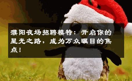 濮阳夜场招聘模特：开启你的星光之路，成为万众瞩目的焦点！