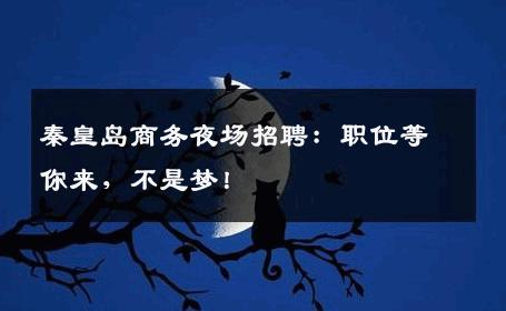 秦皇岛商务夜场招聘：职位等你来，不是梦！