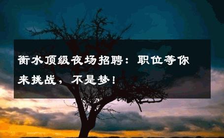 衡水顶级夜场招聘：职位等你来挑战，不是梦！