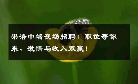 果洛中端夜场招聘：职位等你来，激情与收入双赢！