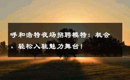 呼和浩特夜场招聘模特：机会，轻松入驻魅力舞台！