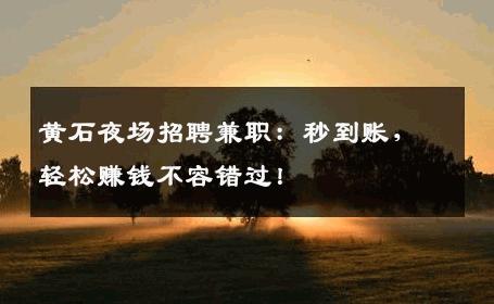 黄石夜场招聘兼职：秒到账，轻松赚钱不容错过！