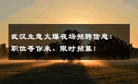 武汉生意火爆夜场招聘信息：职位等你来，限时招募！