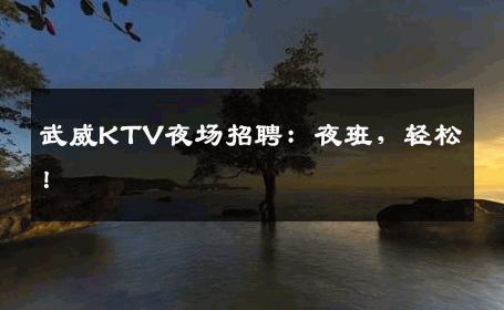 武威KTV夜场招聘：夜班，轻松！