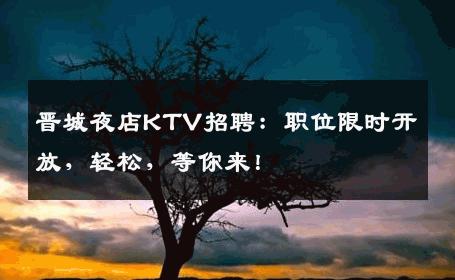 晋城夜店KTV招聘：职位限时开放，轻松，等你来！