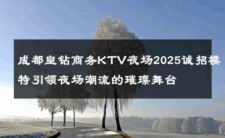 成都皇钻商务KTV夜场2025诚招模特引领夜场潮流的璀璨舞台