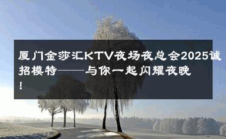 厦门金莎汇KTV夜场夜总会2025诚招模特——与你一起闪耀夜晚！