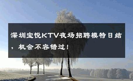 深圳宝悦KTV夜场招聘模特日结，机会不容错过！
