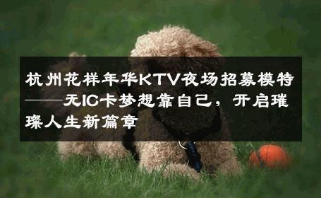 杭州花样年华KTV夜场招募模特——无IC卡梦想靠自己，开启璀璨人生新篇章