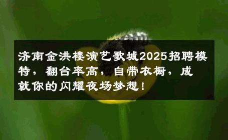 济南金洪楼演艺歌城2025招聘模特，翻台率高，自带衣橱，成就你的闪耀夜场梦想！