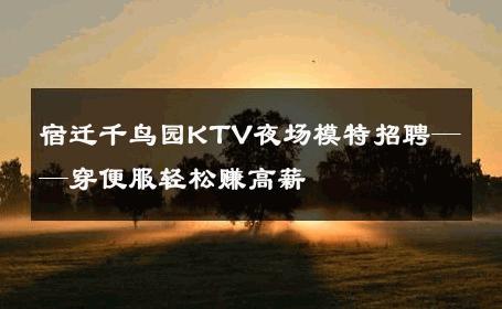 宿迁千鸟园KTV夜场模特招聘——穿便服轻松赚高薪