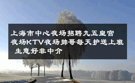 上海市中心夜场招聘九五皇宫夜场KTV夜场帅哥每天护送上班 生意好非中介