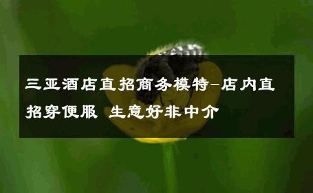 三亚酒店直招商务模特-店内直招穿便服 生意好非中介