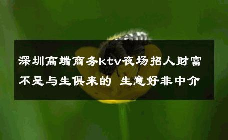深圳高端商务ktv夜场招人财富不是与生俱来的 生意好非中介