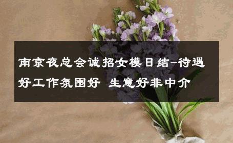 南京夜总会诚招女模日结-待遇好工作氛围好 生意好非中介