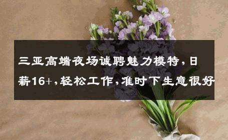 三亚高端夜场诚聘魅力模特,日薪16+,轻松工作,准时下生意很好