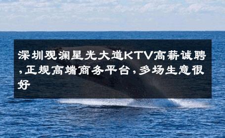 深圳观澜星光大道KTV高薪诚聘,正规高端商务平台,多场生意很好