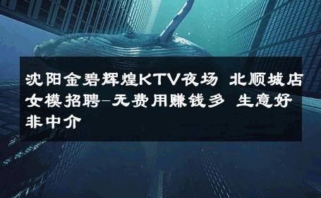 沈阳金碧辉煌KTV夜场 北顺城店女模招聘-无费用赚钱多 生意好非中介