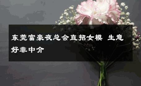 东莞富豪夜总会直招女模 生意好非中介