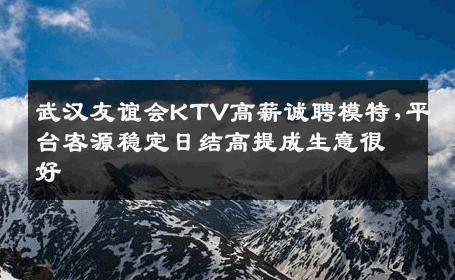 武汉友谊会KTV高薪诚聘模特,平台客源稳定日结高提成生意很好