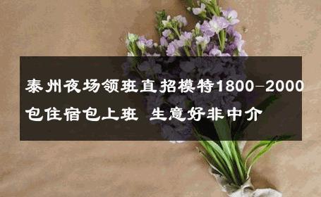 泰州夜场领班直招模特1800-2000包住宿包上班 生意好非中介