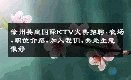 徐州英皇国际KTV火热招聘,夜场,职位介绍,加入我们,共赴生意很好