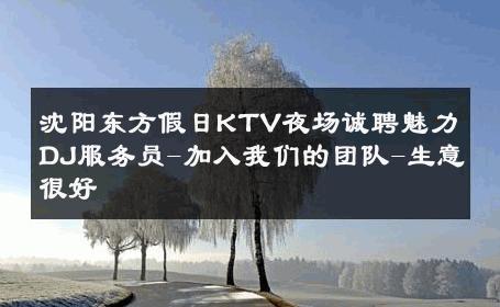 沈阳东方假日KTV夜场诚聘魅力DJ服务员-加入我们的团队-生意很好