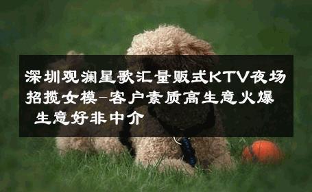 深圳观澜星歌汇量贩式KTV夜场招揽女模-客户素质高生意火爆 生意好非中介