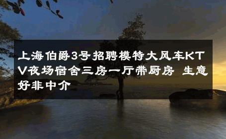 上海伯爵3号招聘模特大风车KTV夜场宿舍三房一厅带厨房 生意好非中介