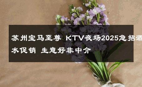 苏州宝马至尊 KTV夜场2025急招酒水促销 生意好非中介