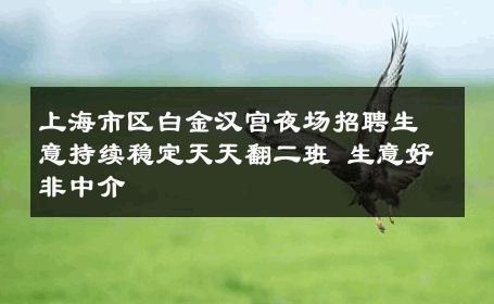 上海市区白金汉宫夜场招聘生意持续稳定天天翻二班 生意好非中介