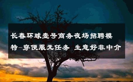 长春环球壹号商务夜场招聘模特-穿便服无任务 生意好非中介