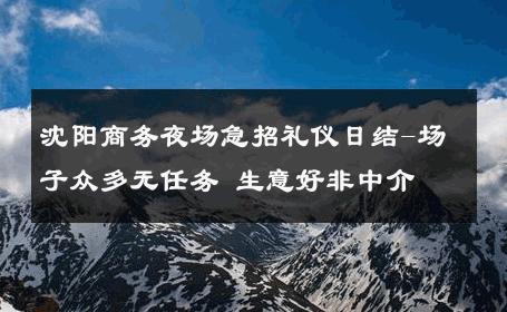 沈阳商务夜场急招礼仪日结-场子众多无任务 生意好非中介