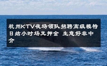 杭州KTV夜场领队招聘高级模特日结小时场无押金 生意好非中介