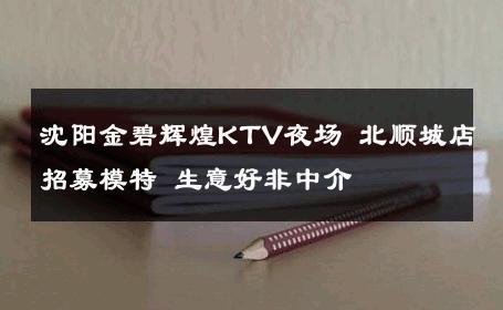 沈阳金碧辉煌KTV夜场 北顺城店招募模特 生意好非中介