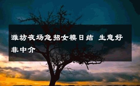 潍坊夜场急招女模日结 生意好非中介