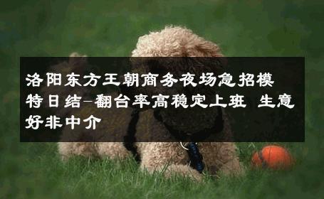 洛阳东方王朝商务夜场急招模特日结-翻台率高稳定上班 生意好非中介